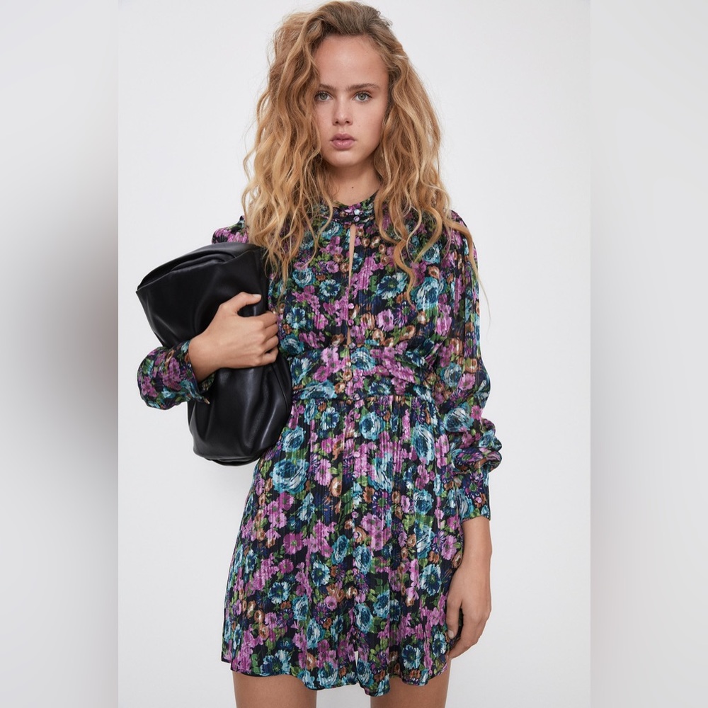 ZARA floral long sleeve dress